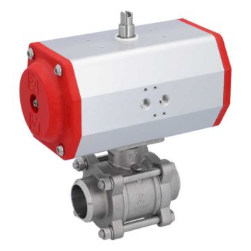 Ball valve-ZA, DN40, with actuator-EE, SR85, AX, stainless steel/PTFE-FKM, spring return