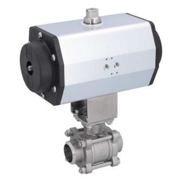 Ball valve-ZA / HT, DN40-Weld.,with drive EE100, Stainless steel / PTFE FKM, spring return