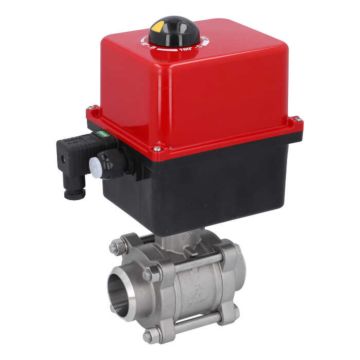 Ball valve-ZA, DN40-welding face, with drive-RT35, Stainless steel / PTFE FKM, 24V AC / DC, maturity 