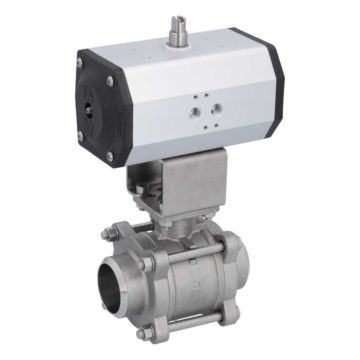 Ball valve-ZA / HT, DN50-Weld., With drive ED70, Stainless steel / PTFE FKM, double acting