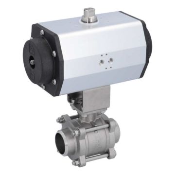 Ball valve-ZA / HT, DN50-Weld.,with drive EE100, Stainless steel / PTFE FKM, spring return