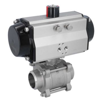 Ball valve-ZA/HT, DN50-welded, with actuator OE110, stainless steel/PTFE-FKM, spring return