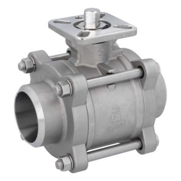 Ball valve DN50, PN64, 1.4408/PTFE-FKM, HT, welded ends, ISO5211, -30ºC to +196ºC, DIN3202-S13