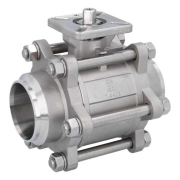 Ball valve DN65, PN64, 1.4408/PTFE-FKM, HT, welded ends, ISO5211, -30ºC to +196ºC, DIN3202-S13