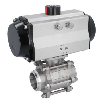 Ball valve-ZA/HT, DN100-welded,with actuator OE140, stainless steel/PTFE-FKM, spring return