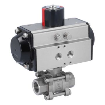 Ball valve-ZA, 1/2" female thread, actuator OD50, stainl. steel/PTFE-FKM, cavity free, double acting