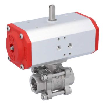 Ball valve-ZA, 3/4 ", with drive-ED, DW55, AX, stainless steel / PTFE FKM, of voids, double actin