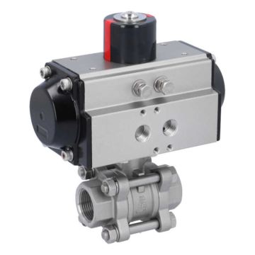 Ball valve-ZA, 3/4" female thread, actuator OD50, stainl. steel/PTFE-FKM, cavity free, double acting