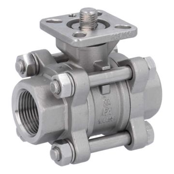 Ball valve 3/4", PN64, 1.4408/PTFE-FKM, Internal thread, cavity free, ISO 5211, DIN3202-M3