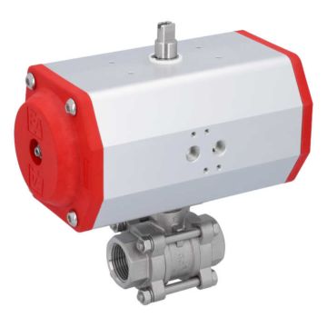 Ball valve-ZA, 1", with actuator-EE, SR85, AX, stainl. steel/PTFE-FKM, cavity free, spring return