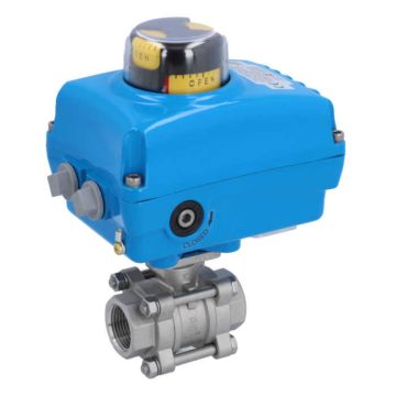 Ball valve ZA, 1 "internal thread, with drive-NE05, stainless steel/PTFE-FKM, 24V DC, running time app