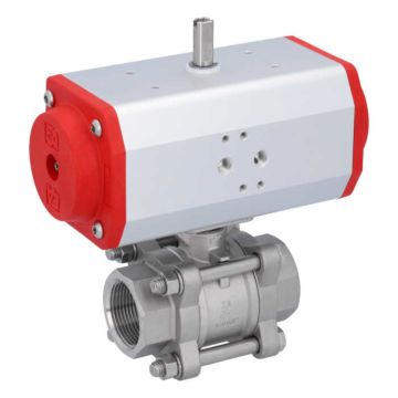 Ball valve-ZA, 11/4 "female, with drive ED63, stainless steel / PTFE FKM, of voids, double actin