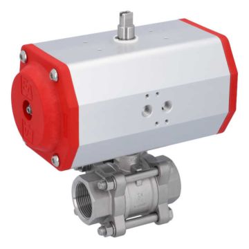 Ball valve-ZA, 11/4 "female, with drive EE85, stainless steel / PTFE FKM, of voids, spring retur