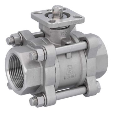 Ball valve 11/4", PN64, 1.4408/PTFE-FKM, Internal thread, cavity free, ISO 5211, DIN3202-M3