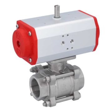 Ball valve-ZA, 11/2 "female, with drive ED63, stainless steel / PTFE FKM, of voids, double actin