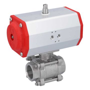 Ball valve-ZA, 11/2 "female, with drive EE85, stainless steel / PTFE FKM, of voids, spring retur