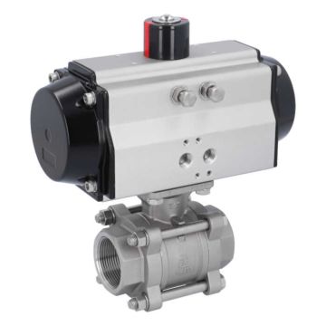 Ball valve-ZA, 11/2" female thread, actuator OE95, stainl. steel/PTFE-FKM, cavity free, spring return