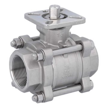 Ball valve 11/2", PN64, 1.4408/PTFE-FKM, Internal thread, cavity free, ISO 5211, DIN3202-M3