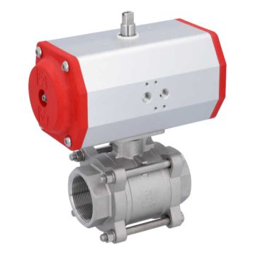 Ball valve-ZA, 2 "female, with drive ED85, stainless steel / PTFE FKM, of voids, double actin