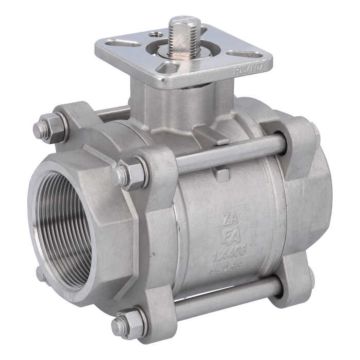 Ball valve 2", PN64, 1.4408/PTFE-FKM, Internal thread, cavity free, ISO 5211, DIN3202-M3