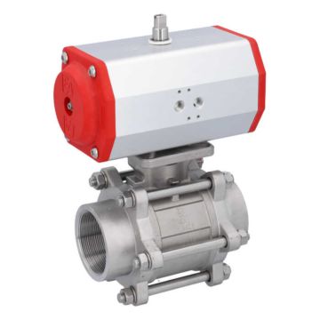 Ball valve-ZA, 21/2 "female, with drive ED85, stainless steel / PTFE FKM, of voids, double actin