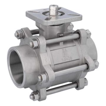 Ball valve 21/2", PN64, 1.4408/PTFE-FKM, Internal thread, cavity free, ISO 5211, DIN3202-M3