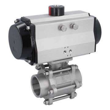 Ball valve-ZA, 3" female thread, actuator OE140, stainl. steel/PTFE-FKM, cavity free, spring return