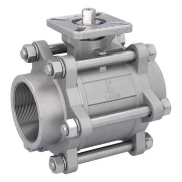 Ball valve 3", PN64, 1.4408/PTFE-FKM, Internal thread, cavity free, ISO 5211, DIN3202-M3