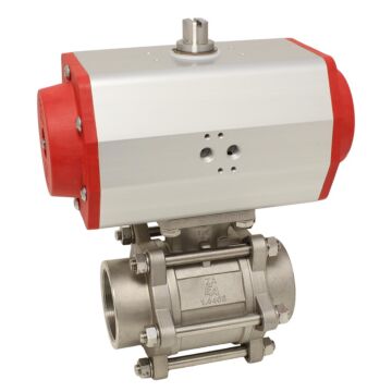 Ball valve-ZA, 4 "female, with drive EE165, stainless steel / PTFE FKM, of voids, spring retur