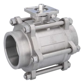 Ball valve 4", PN64, 1.4408/PTFE-FKM, Internal thread, cavity free, ISO 5211, DIN3202-M3