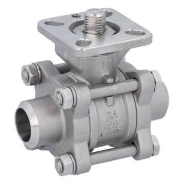 Ball valve DN15, PN64, 1.4408/PTFE-FKM, Welded ends, cavity free, ISO 5211, DIN3202-S13