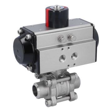 Ball valve ZA DN20-butt welded, with actuator OD50, stainl. steel/PTFE-FKM, cavity free, double acting