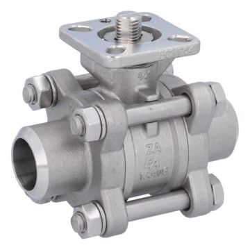 Ball valve DN20, PN64, 1.4408/PTFE-FKM, Welded ends, cavity free, ISO 5211, DIN3202-S13