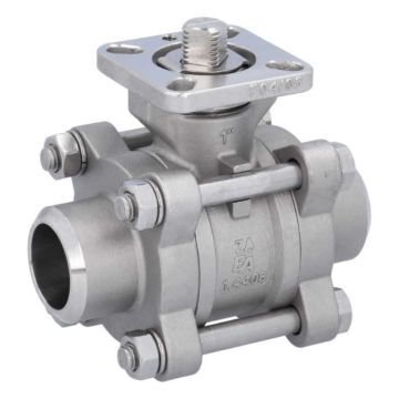 Ball valve DN25, PN64, 1.4408/PTFE-FKM, Welded ends, cavity free, ISO 5211, DIN3202-S13