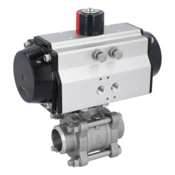 Ball valve ZA DN32-butt welded, with actuator OE85, stainl. steel/PTFE-FKM, cavity free, spring return