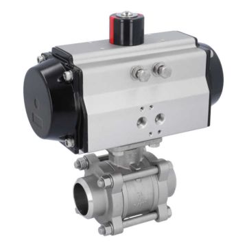 Ball valve ZA DN40-butt welded, with actuator OE95, stainl. steel/PTFE-FKM, cavity free, spring return