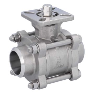 Ball valve DN40, PN64, 1.4408/PTFE-FKM, Welded ends, cavity free, ISO 5211, DIN3202-S13