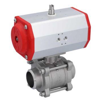 Ball Valve-ZA, DN50, w. actuator-ED, DW85, AX, ss/PTFE-FKM, cavity-free, double-acting