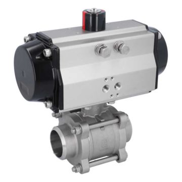 Ball valve ZA DN50-butt welded, w. actuator OE110, stainl. steel/PTFE-FKM, cavity free, spring return