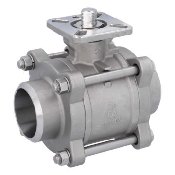 Ball valve DN50, PN64, 1.4408/PTFE-FKM, Welded ends, cavity free, ISO 5211, DIN3202-S13