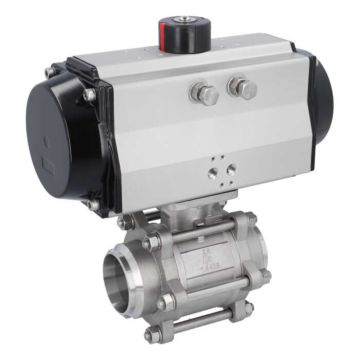 Ball valve ZA DN65-butt welded, w. actuator OE125, stainl. steel/PTFE-FKM, cavity free, spring return