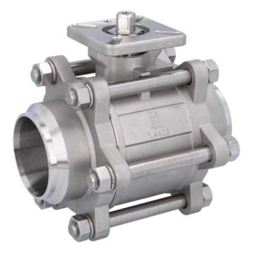 Ball valve DN65, PN64, 1.4408/PTFE-FKM, Welded ends, cavity free, ISO 5211, DIN3202-S13