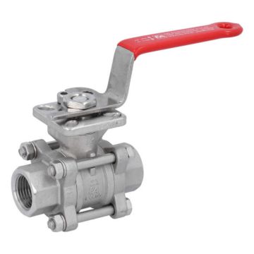 Ball valve 1/2 ", PN64, 1.4408 / PTFE FKM, Internal thread, ISO 5211, DIN3202-M3