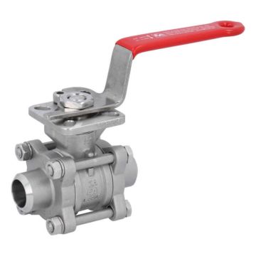 Ball valve DN15, PN64, 1.4408 / PTFE FKM, Weld ends, ISO 5211, DIN3202-S13