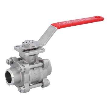 Ball valve DN25, PN64, 1.4408 / PTFE FKM, Weld ends, ISO 5211, DIN3202-S13