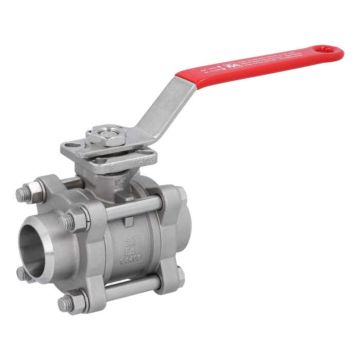 Ball valve DN32, PN64, 1.4408 / PTFE FKM, Weld ends, ISO 5211, DIN3202-S13