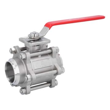 Ball valve DN80, PN64, 1.4408 / PTFE FKM, Weld ends, ISO 5211, DIN3202-S13