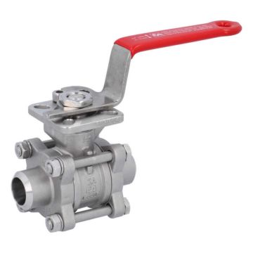 Ball valve DN15, PN64, 1.4408/PTFE-FKM, Welded ends, cavity free, ISO 5211, DIN3202-S13