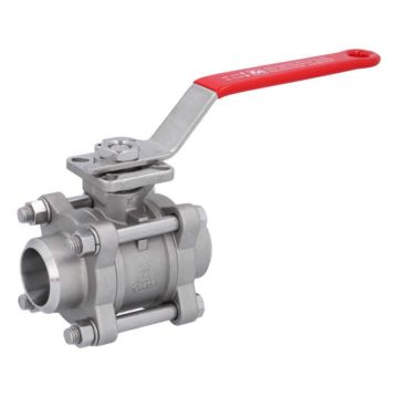 Ball valve DN32, PN64, 1.4408/PTFE-FKM, Welded ends, cavity free, ISO 5211, DIN3202-S13