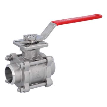 Ball valve DN40, PN64, 1.4408/PTFE-FKM, Welded ends, cavity free, ISO 5211, DIN3202-S13